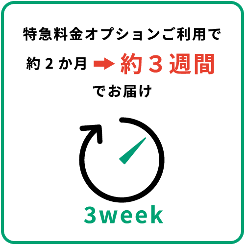 特急料金オプションご利用で約2か月お届けが約3週間でお届け